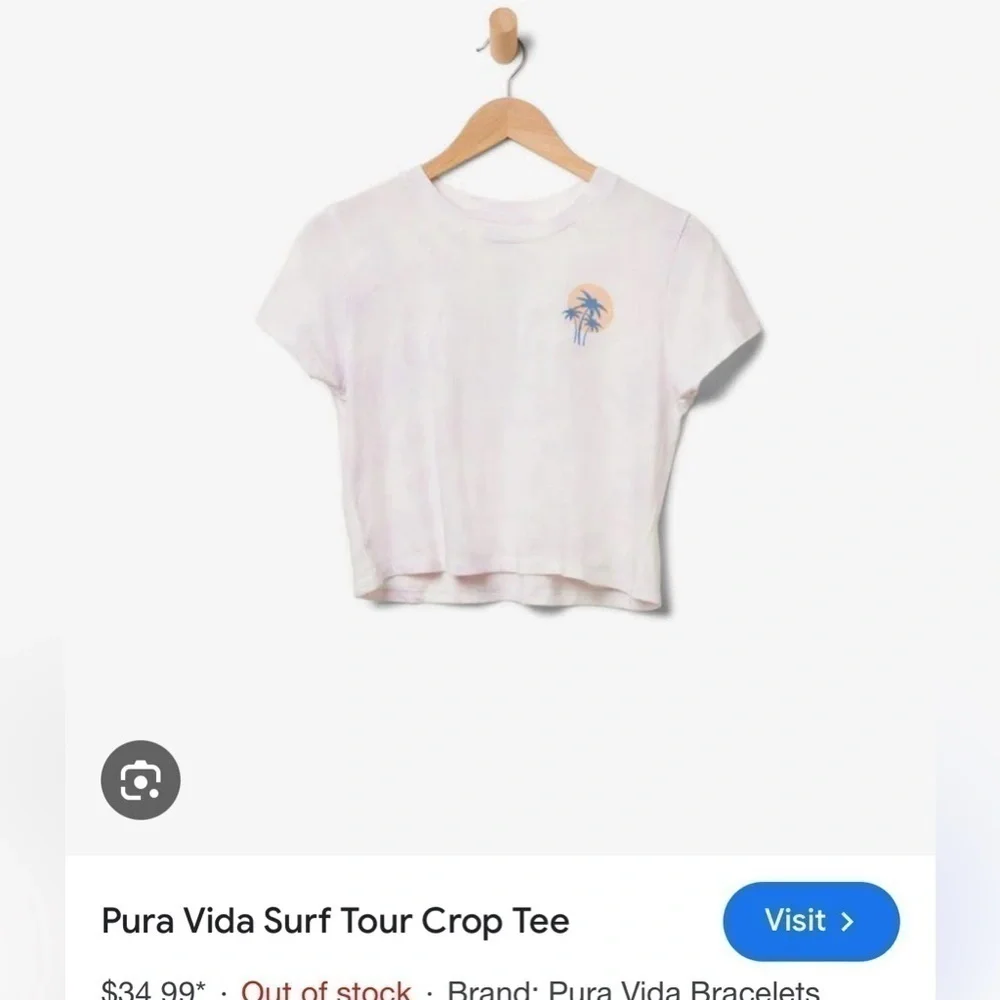 PURA VIDA Surf Tour Crop tee top t-shirt design on the back size M - Picture 8 of 8